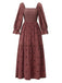 1940s Embroidered Floral Lantern Sleeve Dress - vintage dress, retro fashion, elegant red