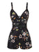 1940s Floral Boxer Straps Swimsuit: 1940s Riviera elegance, reimagined for her