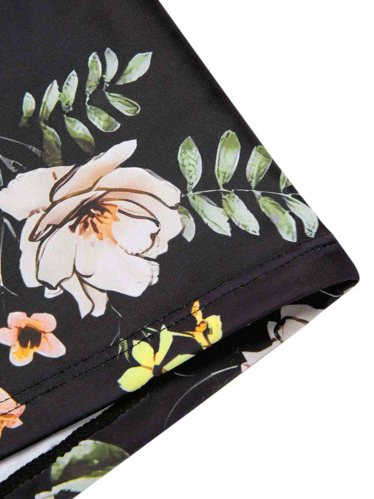 She's wearing 1940s Floral Boxer Straps Swimsuit and the whole beach remembers the 1940s