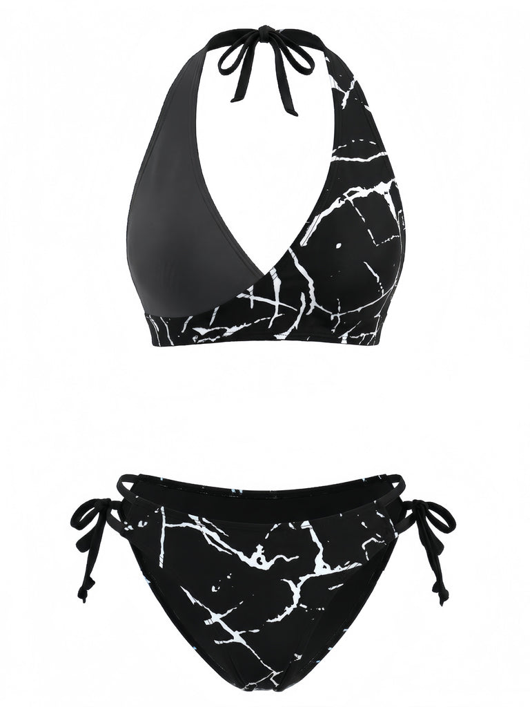 1940s Floral Print Halter Tankini Set - vintage fashion, retro style