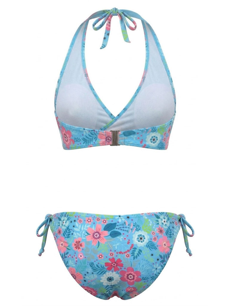 1940s Floral Print Halter Tankini Set - vintage fashion, retro style