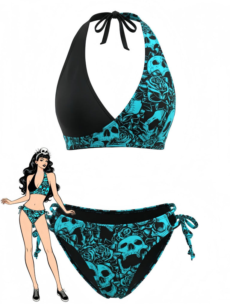 1940s Floral Print Halter Tankini Set - vintage fashion, retro style