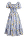 Plus Size 1940s Floral Square Neck Vintage Dress 4