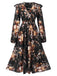 1940s Floral Print V-Neck Wrap Long Sleeve Dress, vintage dress, retro fashion, floral print - perfect for women who love vintage and retro fashion