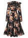 1940s Floral Print V-Neck Wrap Long Sleeve Dress, vintage dress, retro fashion, floral print - perfect for women who love vintage and retro fashion
