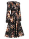1940s Floral Print V-Neck Wrap Long Sleeve Dress, vintage dress, retro fashion, floral print - perfect for women who love vintage and retro fashion