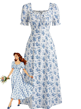 1940s Puff Sleeve Ruffle Dress 4