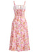 1940s Floral Spaghetti Strap Tie-Front Chiffon A-Line Dress - vintage dress, retro fashion, floral print for vintage lovers