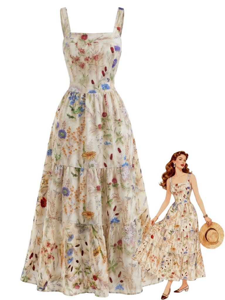 Elegant 1940s Vintage Floral Top