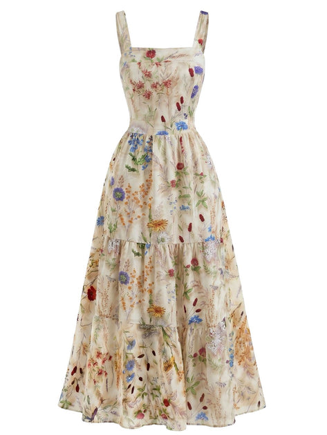 floral spaghetti neck maxi dress PRETTYGARDEN Women's Floral Maxi Dress Summer Outfits Spaghetti Strap