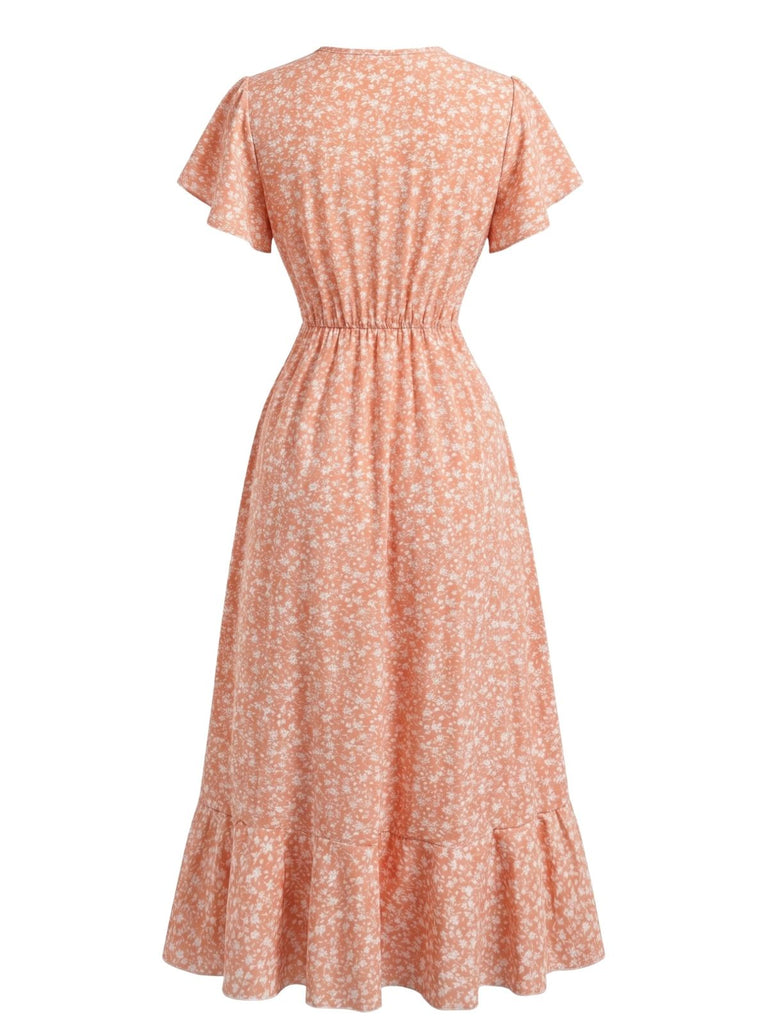 1940s Floral Tie V-Neck Maxi Dress, vintage dress, retro fashion, floral print - perfect for women who love vintage and retro fashion