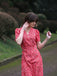 1940s Floral V-Neck Added Button Dress: where 1940s romance meets her modern spirit