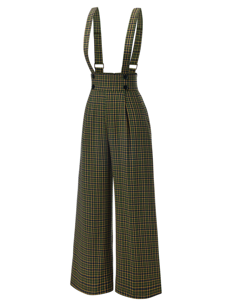 1940s Glen Plaid Buttoned Overall Pants — 1940s confidence tailored for her stride
