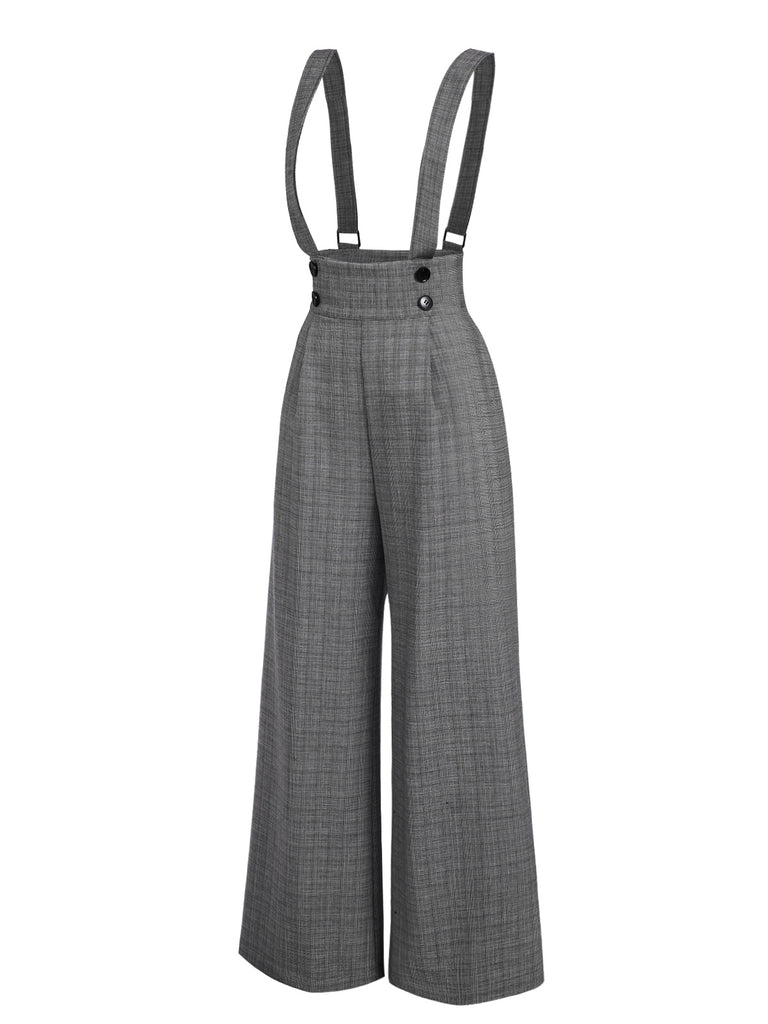 These 1940s Glen Plaid Buttoned Overall Pants carry 1940s ambition in every seam