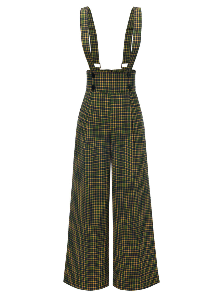 1940s Glen Plaid Buttoned Overall Pants — 1940s style for the woman going places