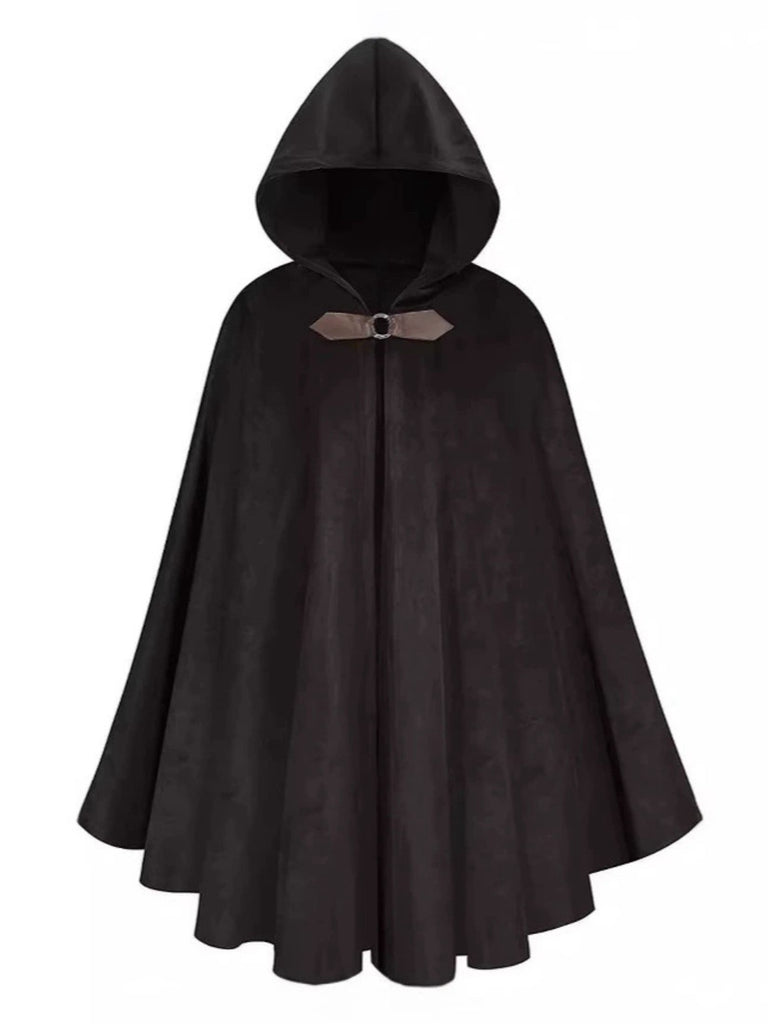 1940s Halloween Medieval Faux-Suede Cloak - vintage fashion, retro style