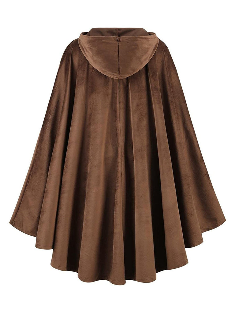 1940s Halloween Medieval Faux-Suede Cloak - vintage fashion, retro style