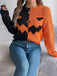 1940s Halloween Pumpkin Face ColorBlock Knit Sweater - vintage fashion, retro style