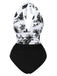 1940s Halter Floral Ruched One-piece Swimsuit, vintage swimsuit, pin-up swimwear - perfect for women who love vintage and retro fashion