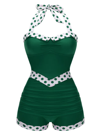 1940s Halter Patchwork One-piece Swimsuit — vintage elegance for the modern woman