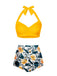 She's wearing 1940s Halter Pleated Solid Swimsuit and the whole beach remembers the 1940s