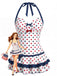 [Pre-Sale] Blue & Red 1940s Polka Dot Bow One Piece One Piece Swimsuit
