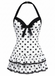 1940s Halter Polka Dots Bow One-Piece Swimsuit, classic vintage style summer beach collection