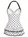 1940s Halter Polka Dots Bow One-Piece Swimsuit: beautiful vintage swimwear, retro swimsuit, pin-up style with timeless appeal
