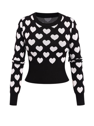 She finds her 1940s story in this 1940s Hearts Contrast Short Sweater