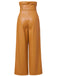 1940s High-Waist Metal Belt PU Leather Wide-Leg Pants - vintage fashion, retro style