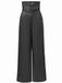 1940s High-Waist Metal Belt PU Leather Wide-Leg Pants - vintage fashion, retro style