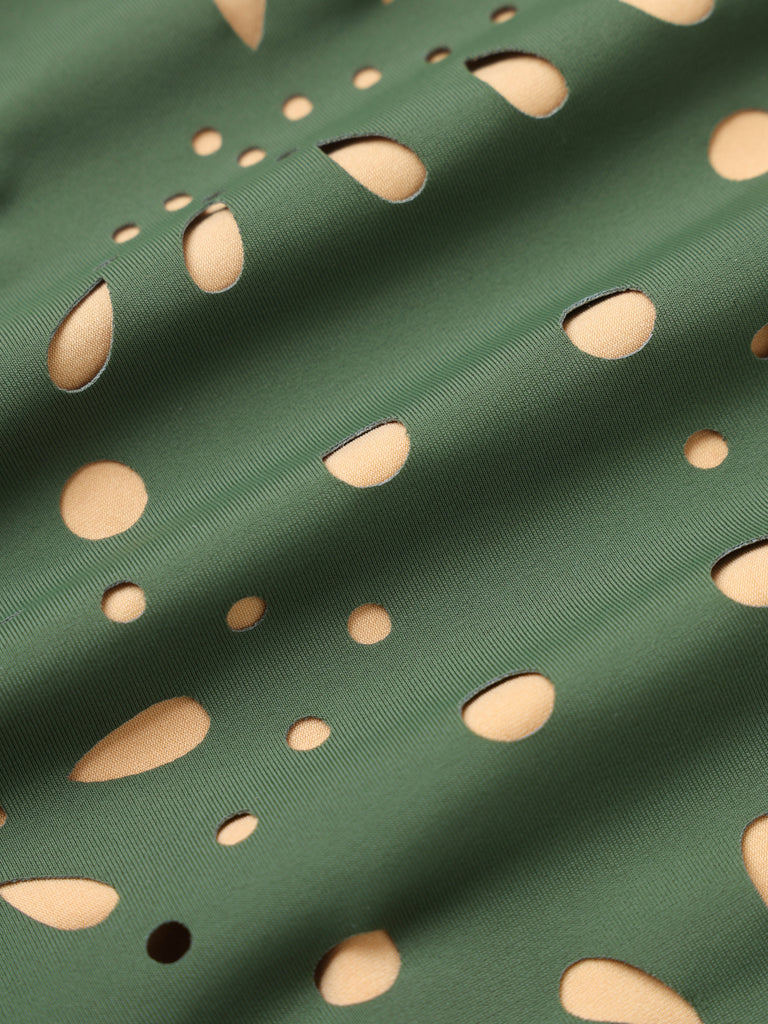 1940s Hollow Out Metal Buckle One-Piece Swimsuit 2