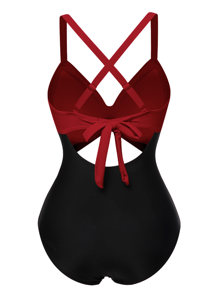 She's wearing & 1940s Hollow Waist Patchwork Swimsuit and the whole beach remembers the 1940s