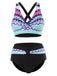 1940s Irregular Printed Patchwork Bikini Set - vintage fashion, retro style