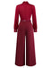Burgundy 1940s Satin Bow Tie Striped Wide-Leg Jumpsuit - vintage jumpsuit, retro fashion