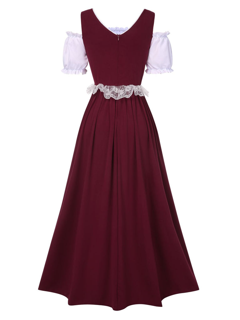 1940s Lace Puff Patchwork Dress & Ribbon, vintage dress, retro fashion, lace detail - perfect for women who love vintage and retro fashion