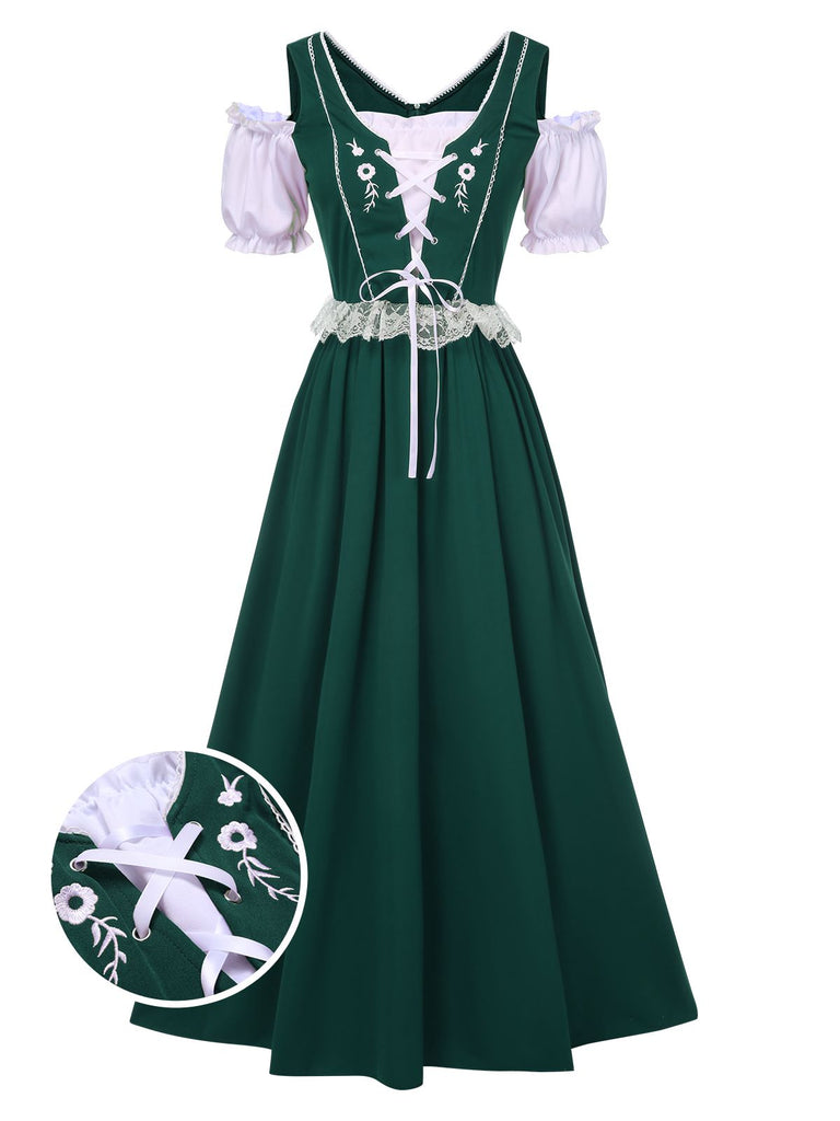 1940s Lace Puff Patchwork Dress & Ribbon, vintage dress, retro fashion, lace detail - perfect for women who love vintage and retro fashion