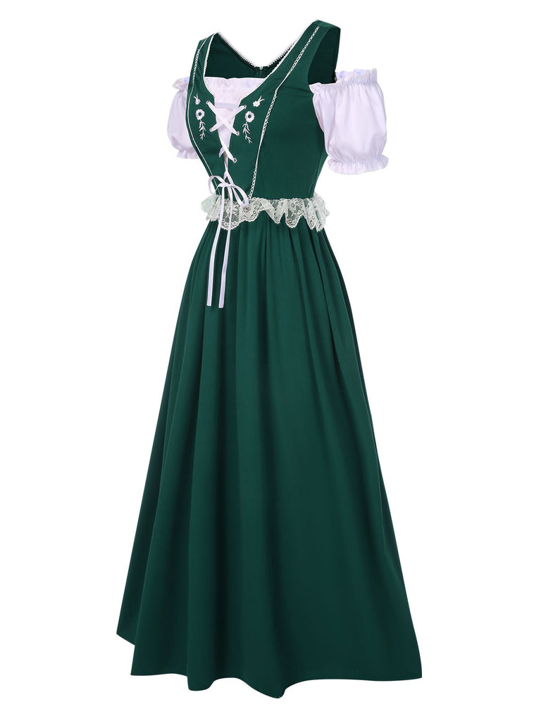 1940s Lace Puff Patchwork Dress & Ribbon, vintage dress, retro fashion, lace detail - perfect for women who love vintage and retro fashion