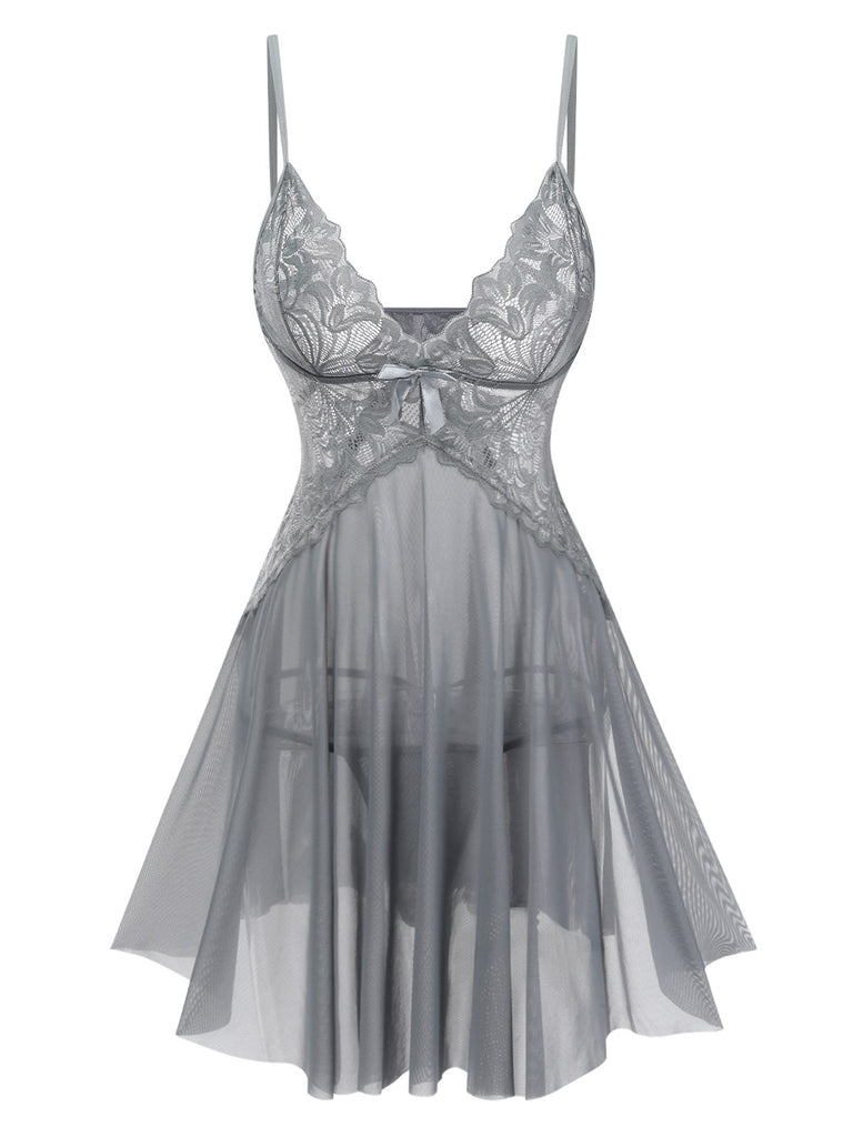 She slips into this 1940s Lace Suspender Sheer Nightgown and suddenly it's a 1940s daydream