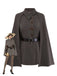 1940s Lapel Belted Jacket With Detachable Cape - vintage fashion, retro style