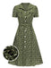 She slips into this 1940s Lapel Buttons Ditsy Floral Dress and suddenly it's a 1940s daydream