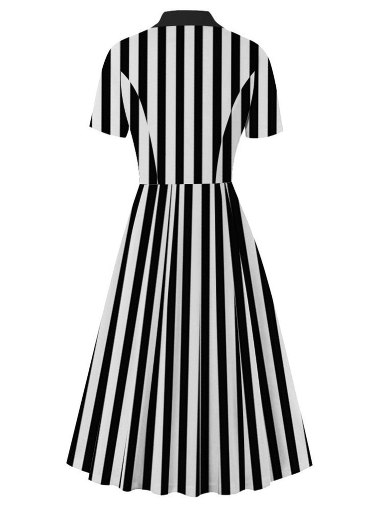 The Beetle Juice Dress Stripes Double Breasted Dress Black & White The Beetle Juice Dress Stripes Double Breasted Dress Black & White