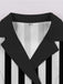 1940s Lapel Double Breasted Black & White Stripes Dress — a 1940s silhouette that turns sidewalks into runways
