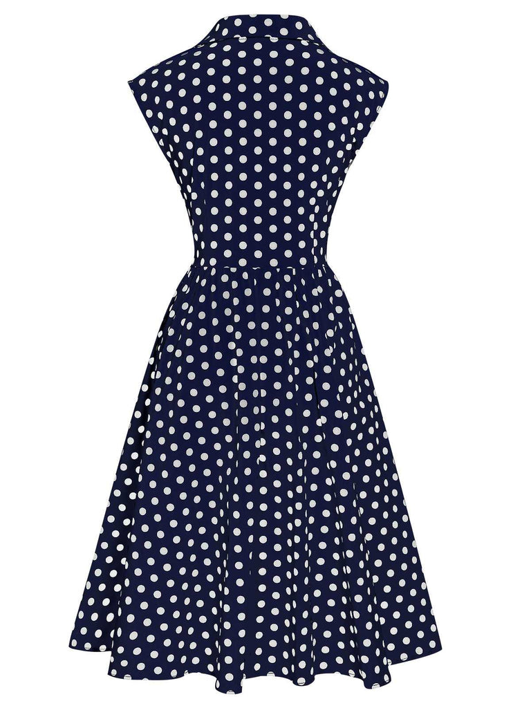 retro sleeveless dress BABEYOND Polka Dot Retro Swing Dress, 1950s Dress, Evergreen Teal / White, L