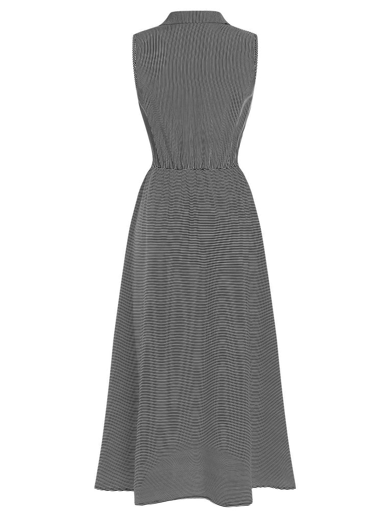 This 1940s Lapel Stripes Sleeveless Dress wraps her in 1940s elegance, one twirl at a time
