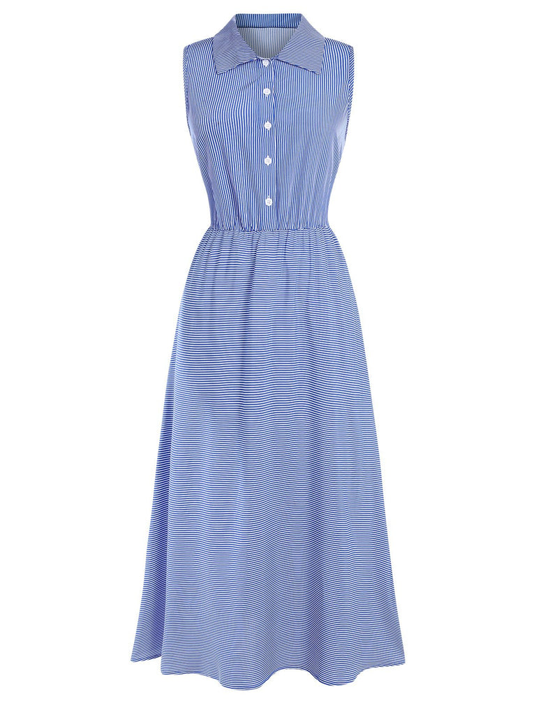 1940s Lapel Stripes Sleeveless Dress — a 1940s silhouette that turns sidewalks into runways
