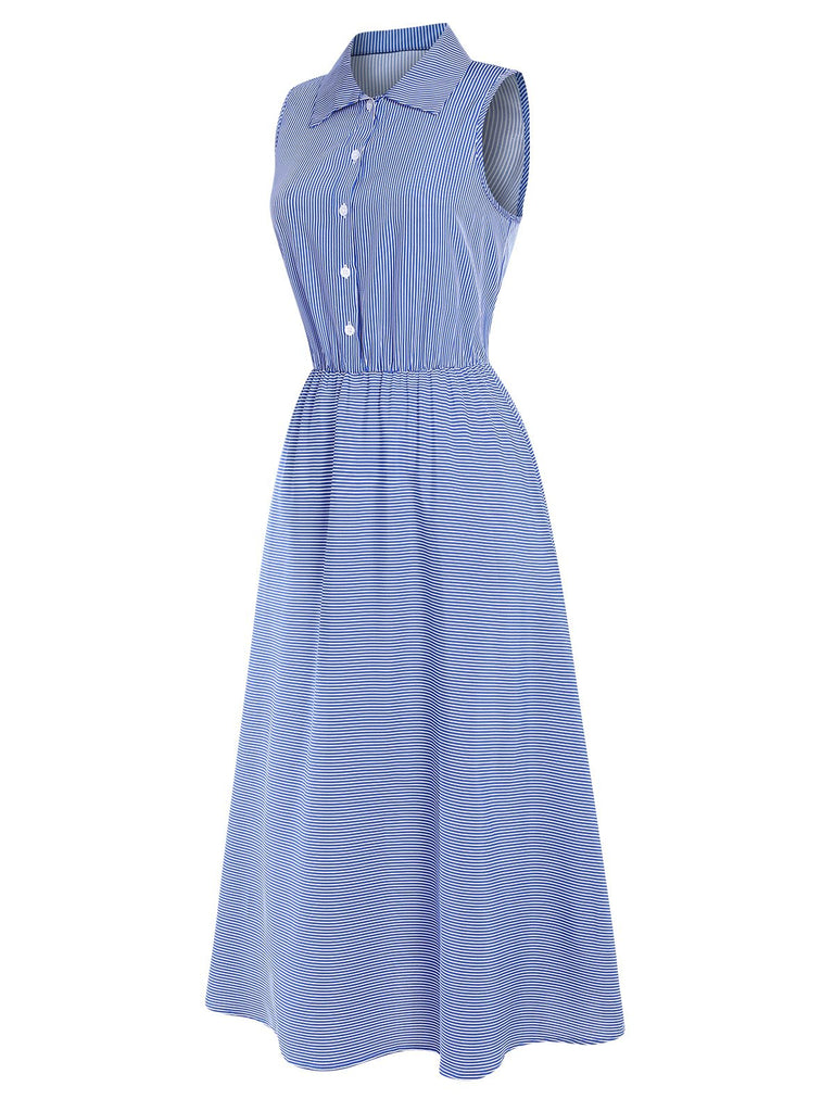 1940s Lapel Stripes Sleeveless Dress: where 1940s romance meets her modern spirit