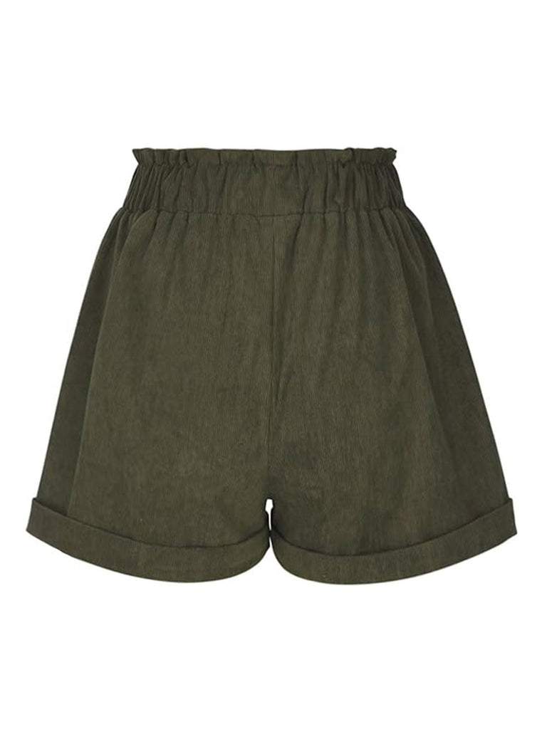 1940s Mushroom Embroidered Corduroy Shorts: timele