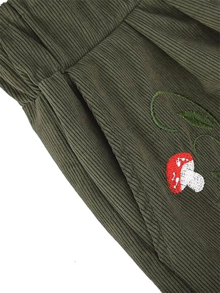 This 1940s Mushroom Embroidered Corduroy Shorts wh