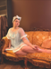 Blue 1940s Ruffle Sleeve Plush Trim Tulle Nightgown - vintage nightgown, retro sleepwear